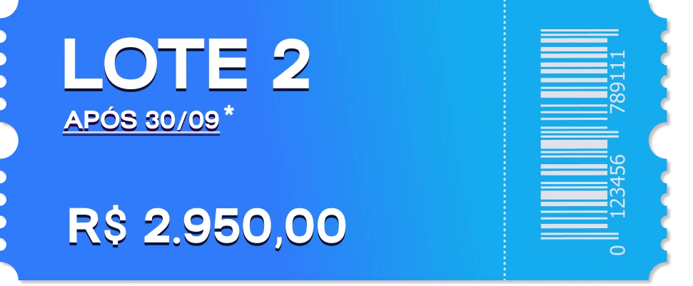 Lote 2 — após 30/09 — R$ 2.950,00