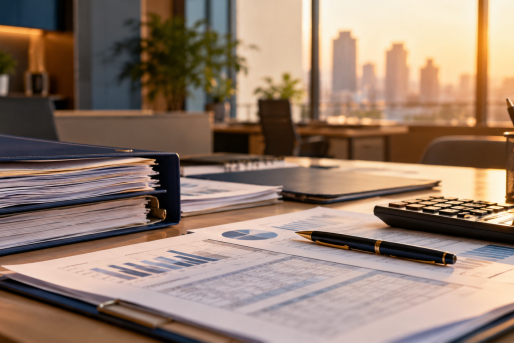 Escritório Financeiro ao Pôr do Sol