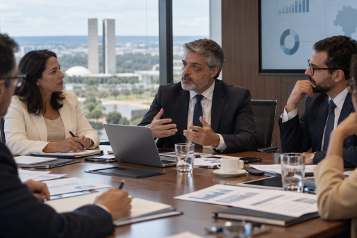 Reunião Executiva com Vista Urbana